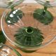Set of 6 glasses of champagne crystal cut green foot