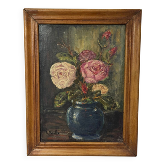 HST PAINTING signed Bouquet of Flowers Still Life