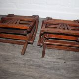 2 wooden folding chairs