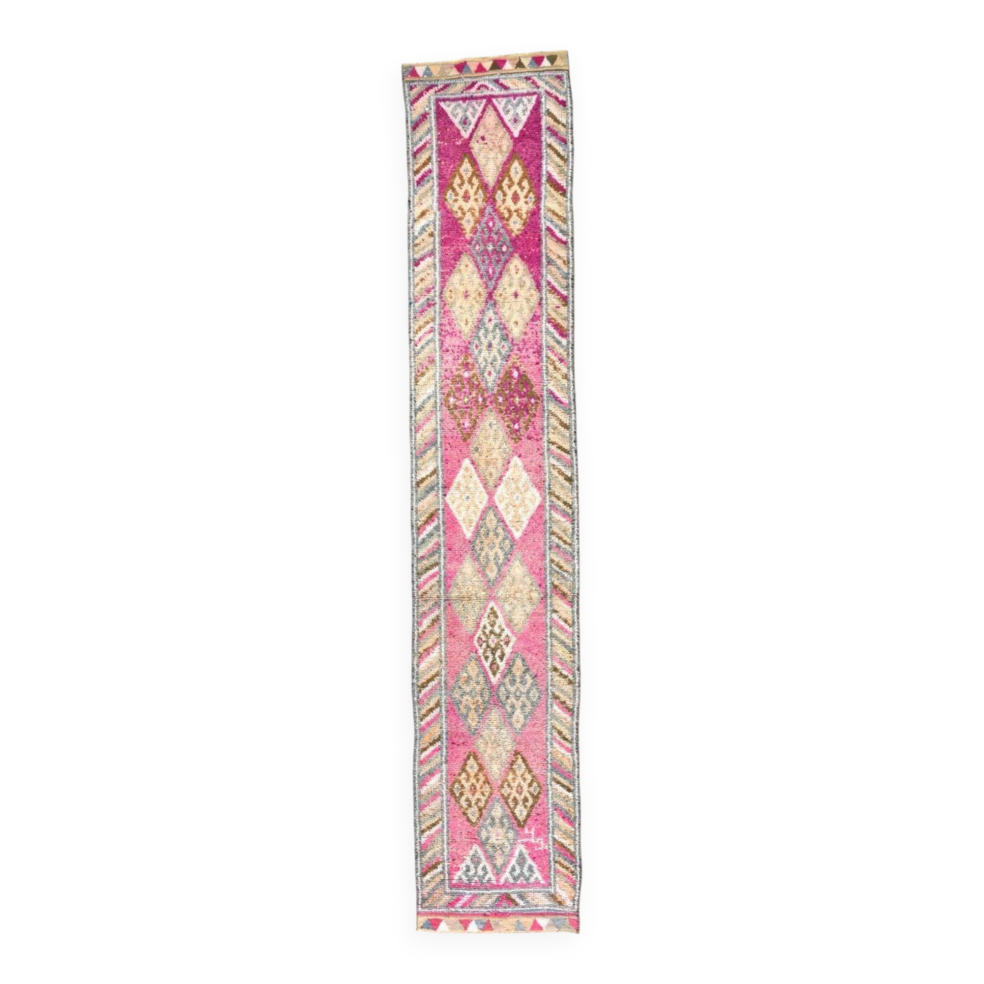 Soft Multicoloe Oushak Runner Rug, 75x397Cm