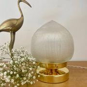 Vintage globe table lamp in holophane glass