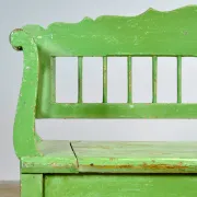 Banc en pin ancien avec rangement, années 1900