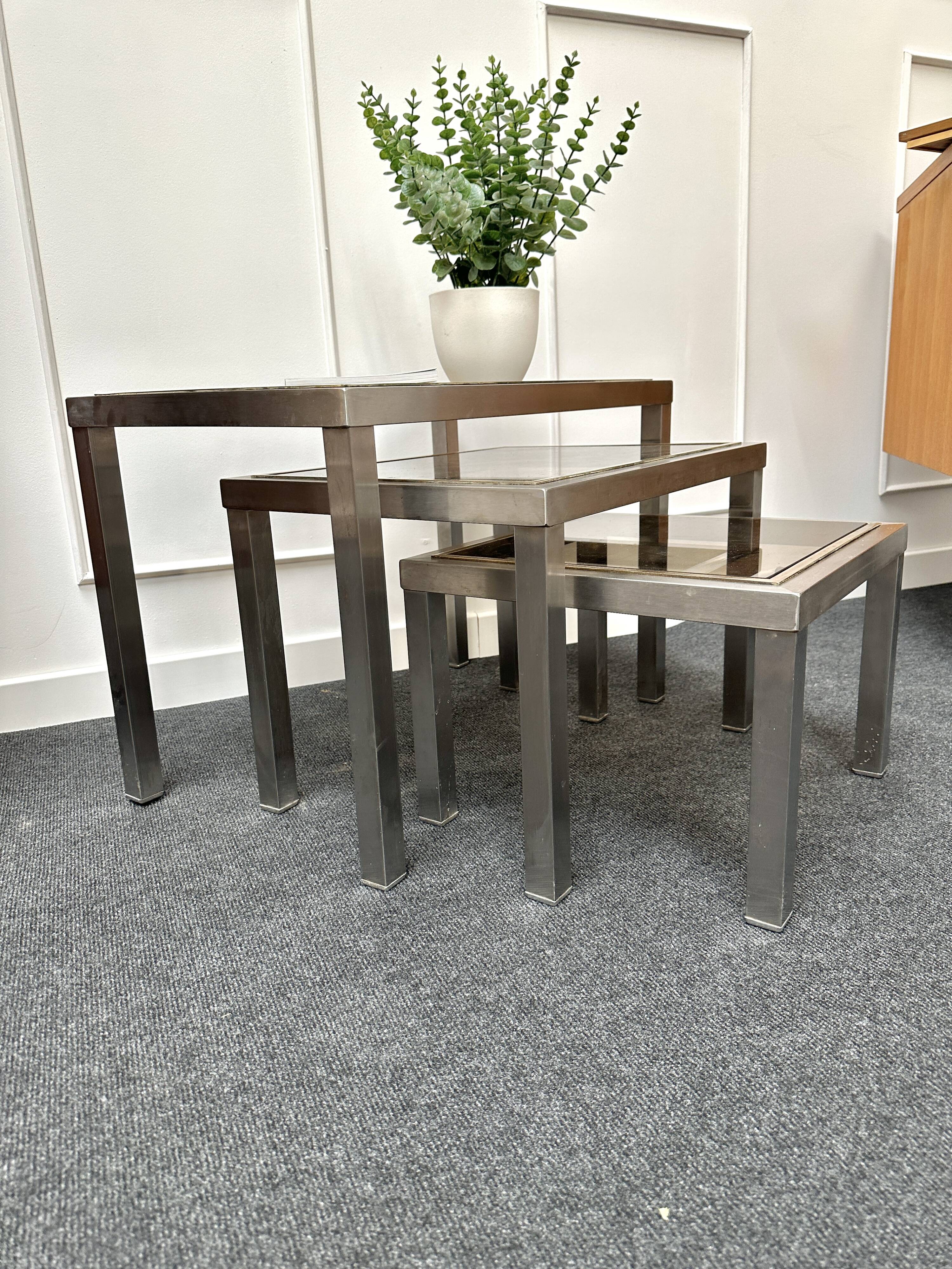 Smoked glass nesting coffee table