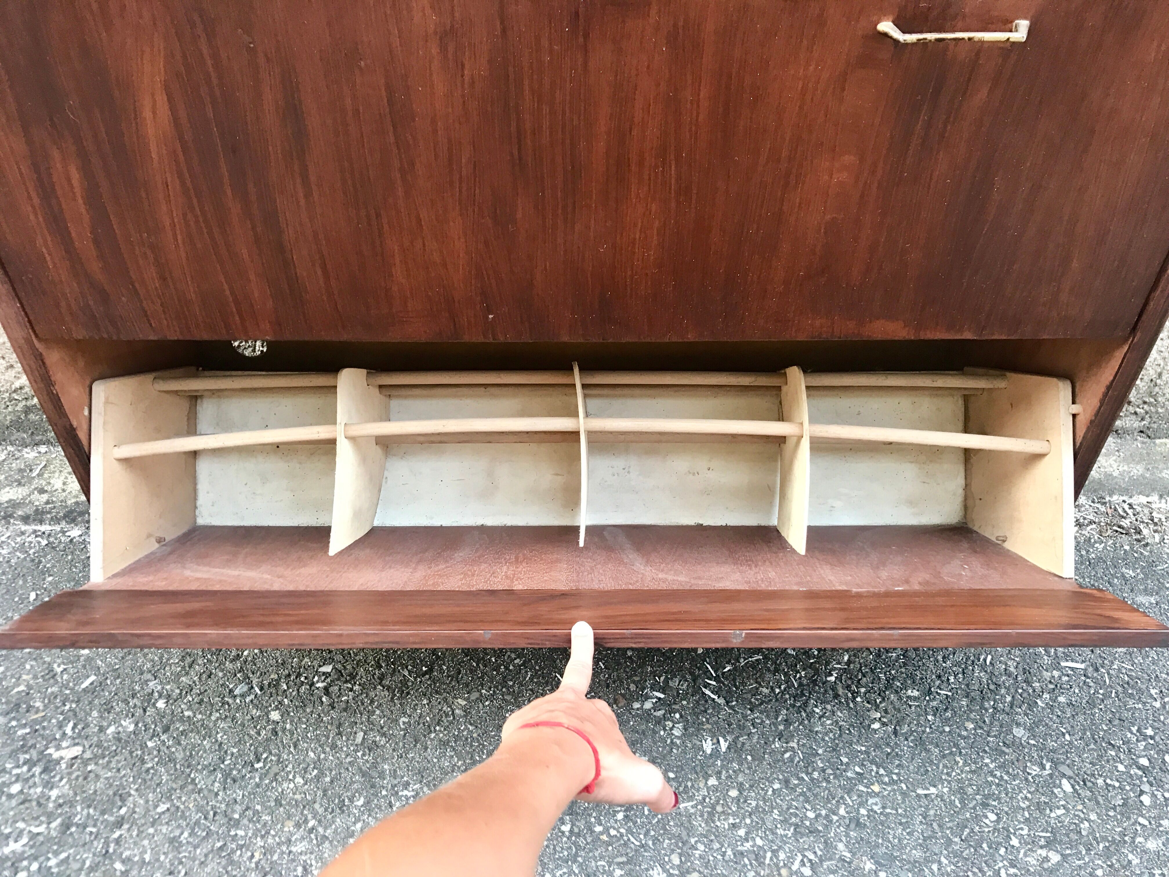 Meuble à chaussure vintage chêne foncé 1960