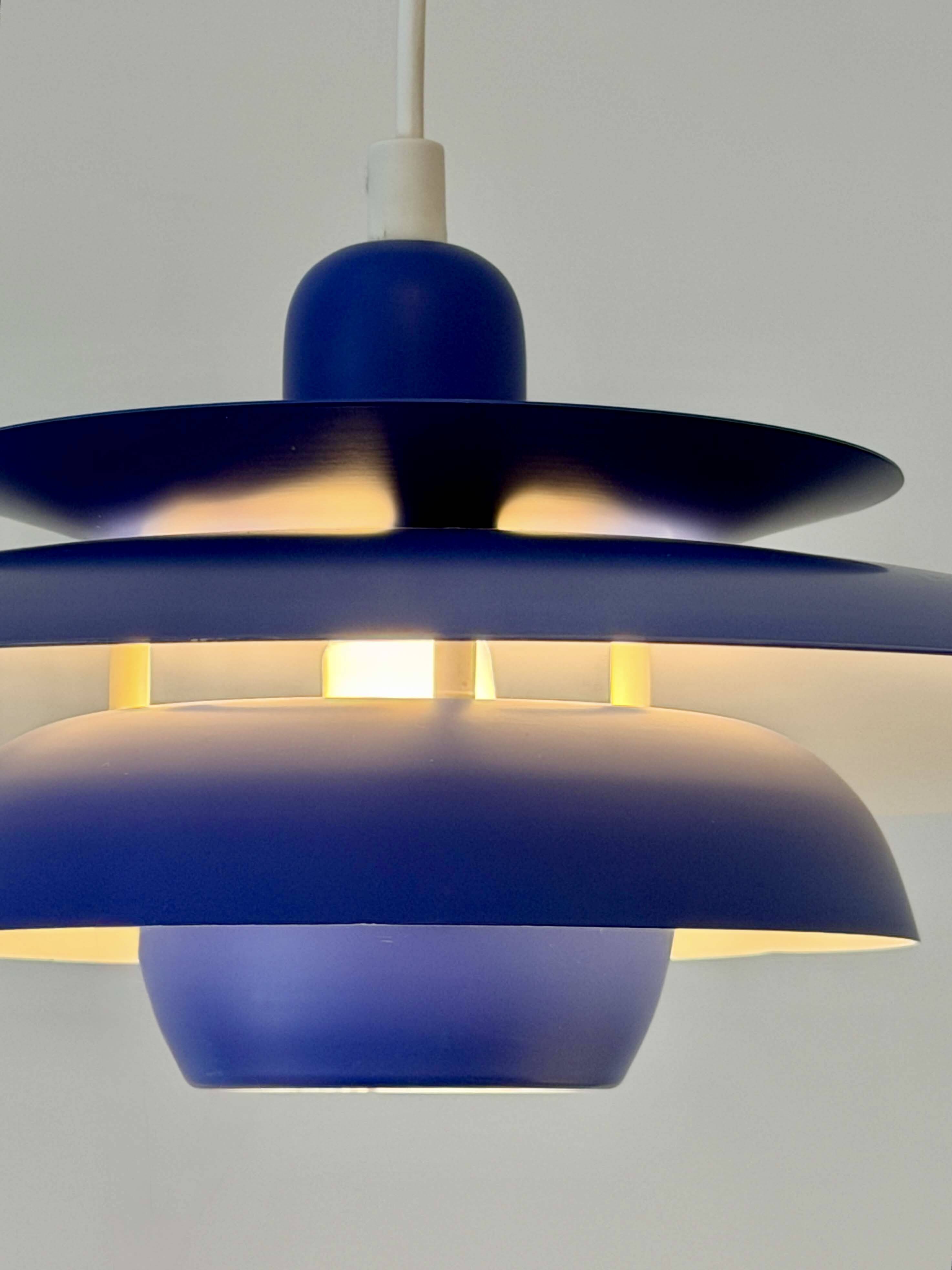 Suspension danoise El-Light bleu cobalt, années 1970