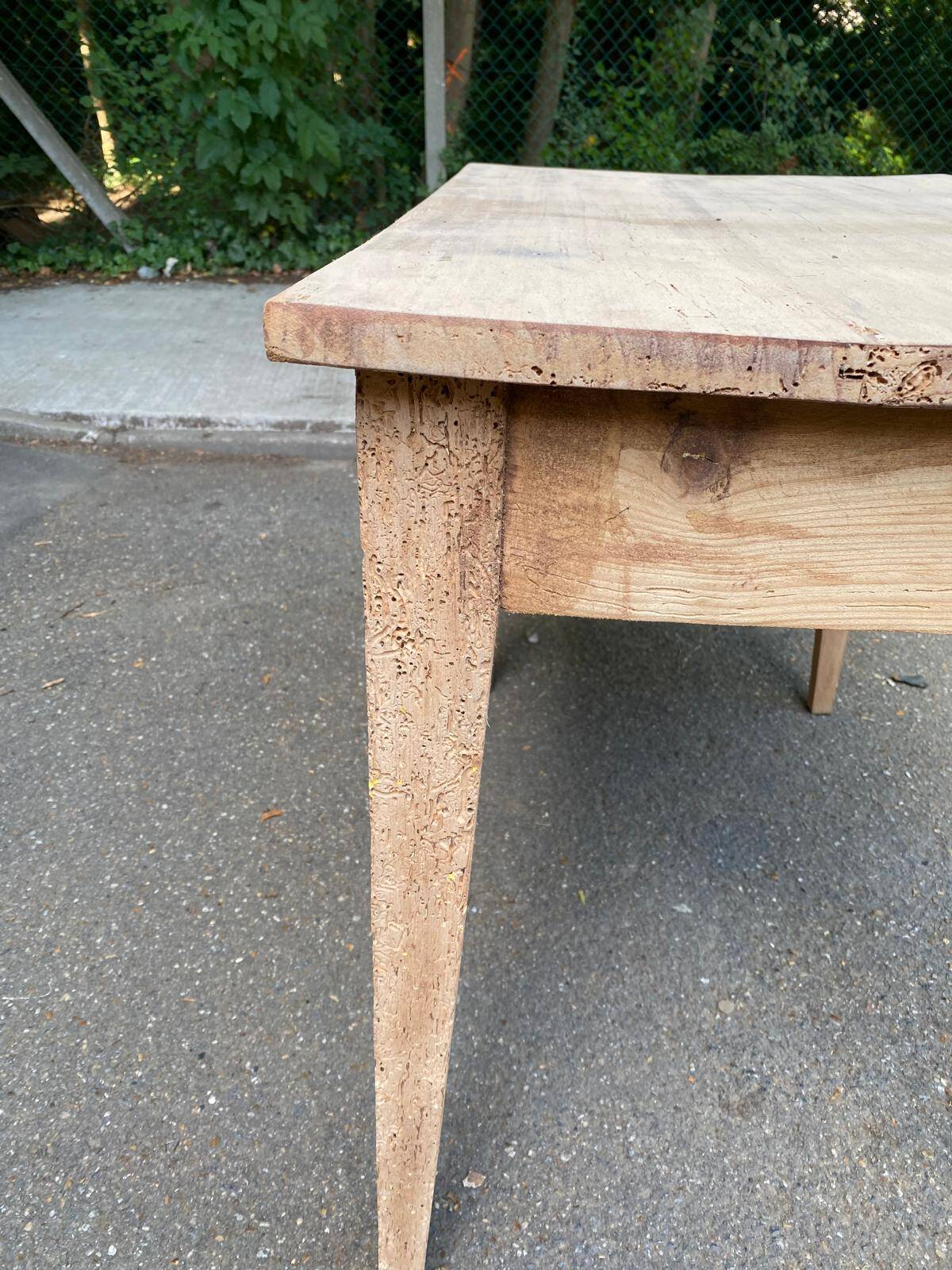 Renovated Parisian desk in solid wood with drawer