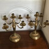 Pair of golden brass candlesticks