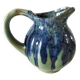 Pichet vernissé bleu et vert, vintage années 1970
