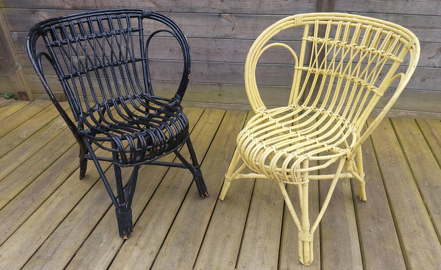 Duo of rattan armchairs