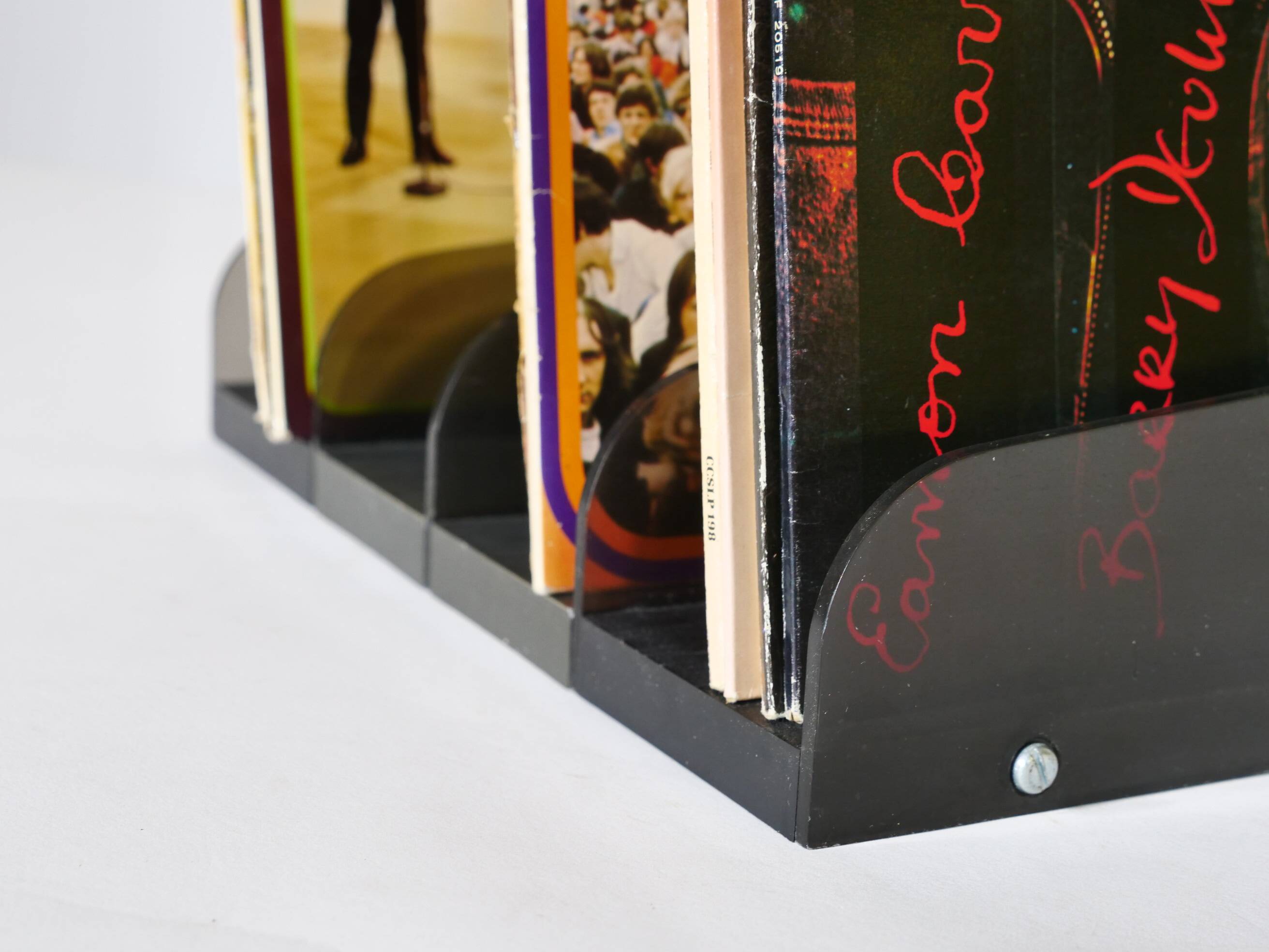 Space Age Vinyl Record Rack in Smoked Acrylic, 1970s