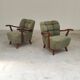 Paire de fauteuils Halabala vert par Druzba Bratislava B-609 année 59