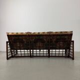 Canapé italien des années 1970 en bambou, rotin, laiton et tissu style Liberty