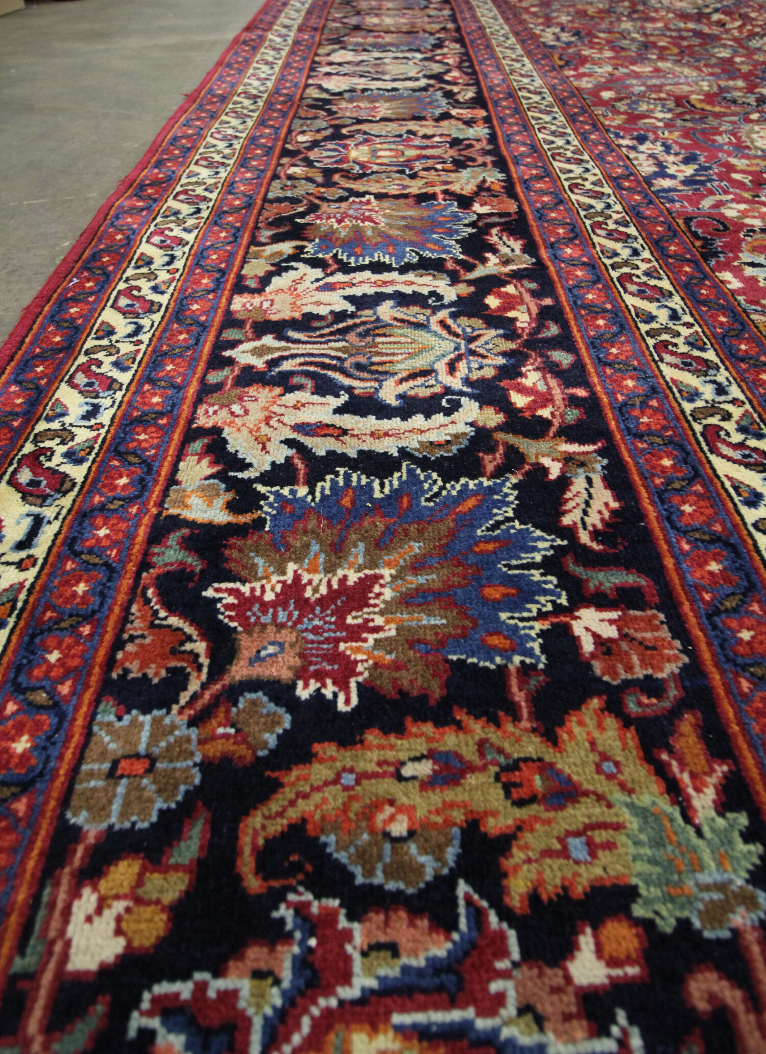 Tapis en laine florale rouge fait à la main antique persan khorassan tapis - 295x376cm