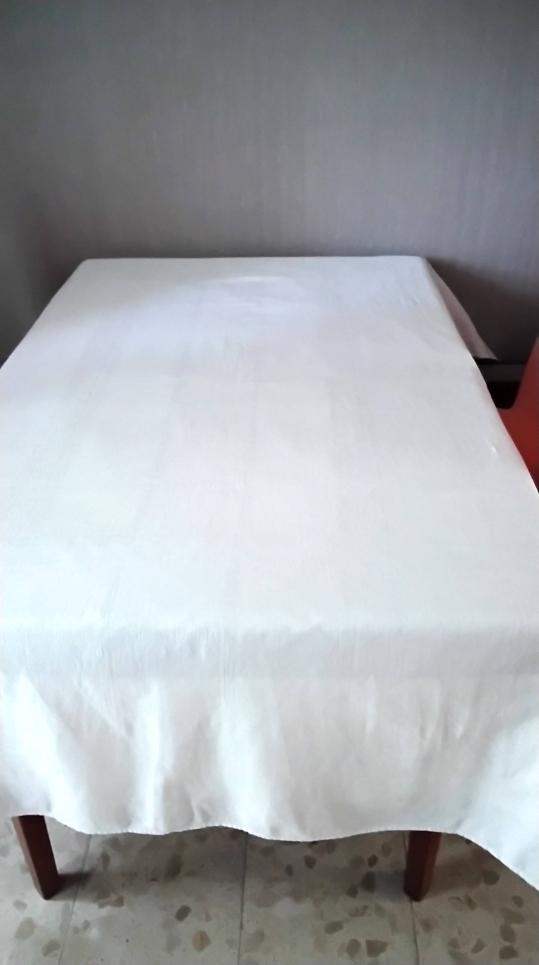 Old white damask cotton tablecloth 1.58 x 2.15 m