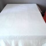 Old white damask cotton tablecloth 1.58 x 2.15 m