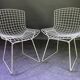 Pair of white lacquered Bertoia chairs