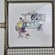 Set of 3 vintage Gien trivets – Retro car, child & couple design