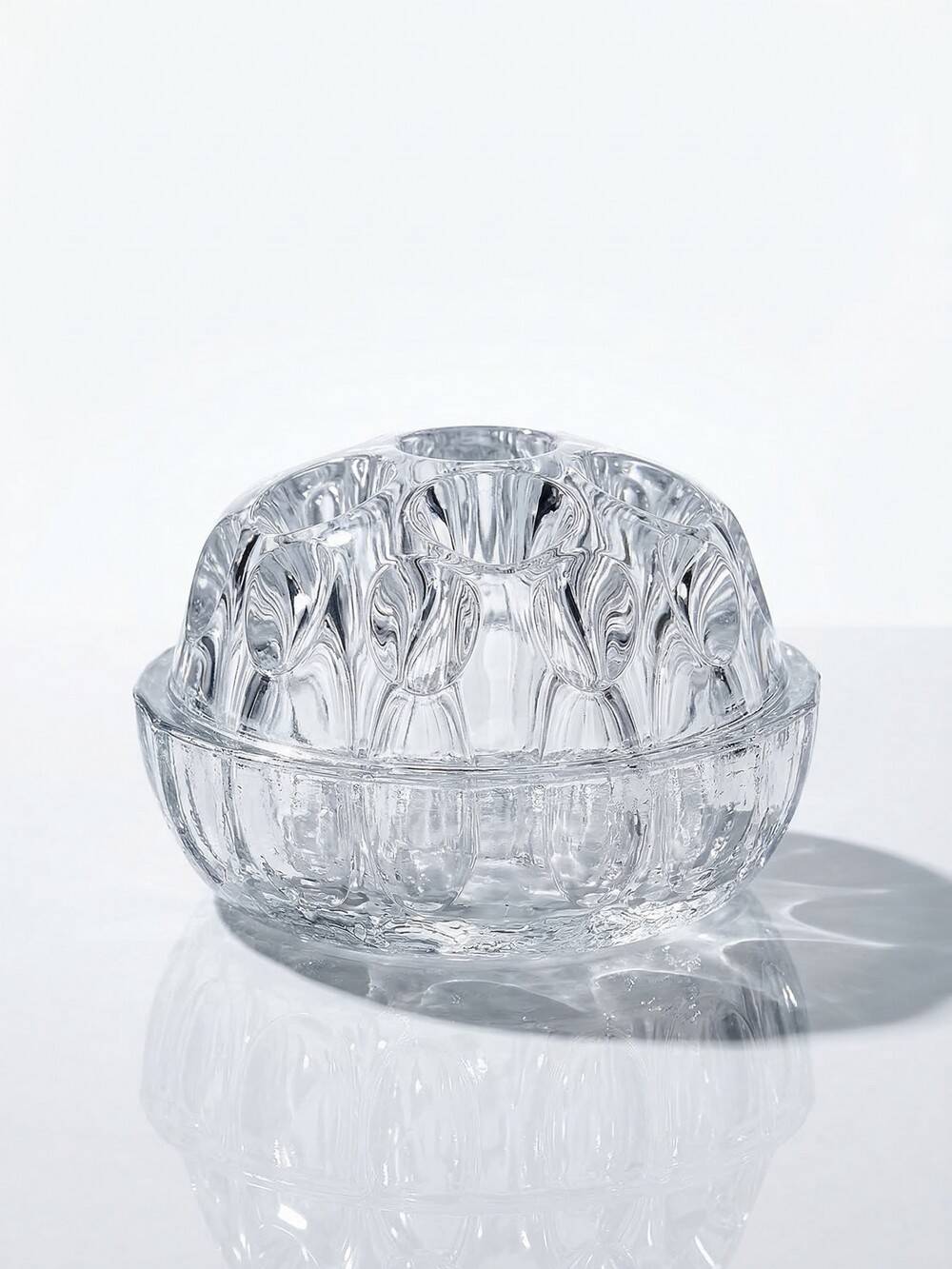 Glass globe flower holder, Reims, 19 holes, vintage 1950-1960
