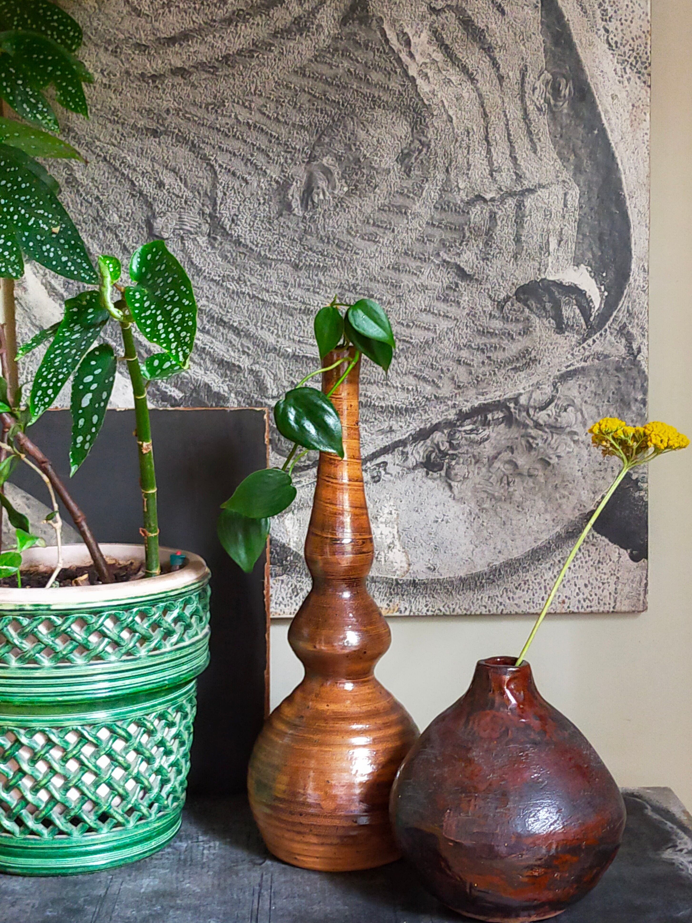 Potter's soliflore vase in vintage glazed stoneware
