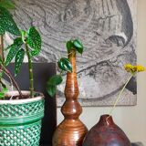 Vase soliflore de potier en grès émaillé vintage
