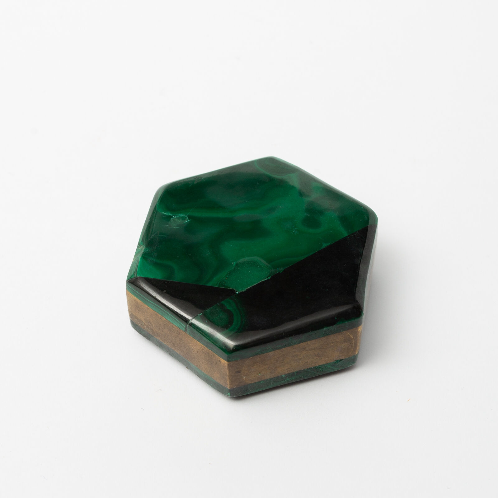 Pencil holder in malachite and brass (70s)