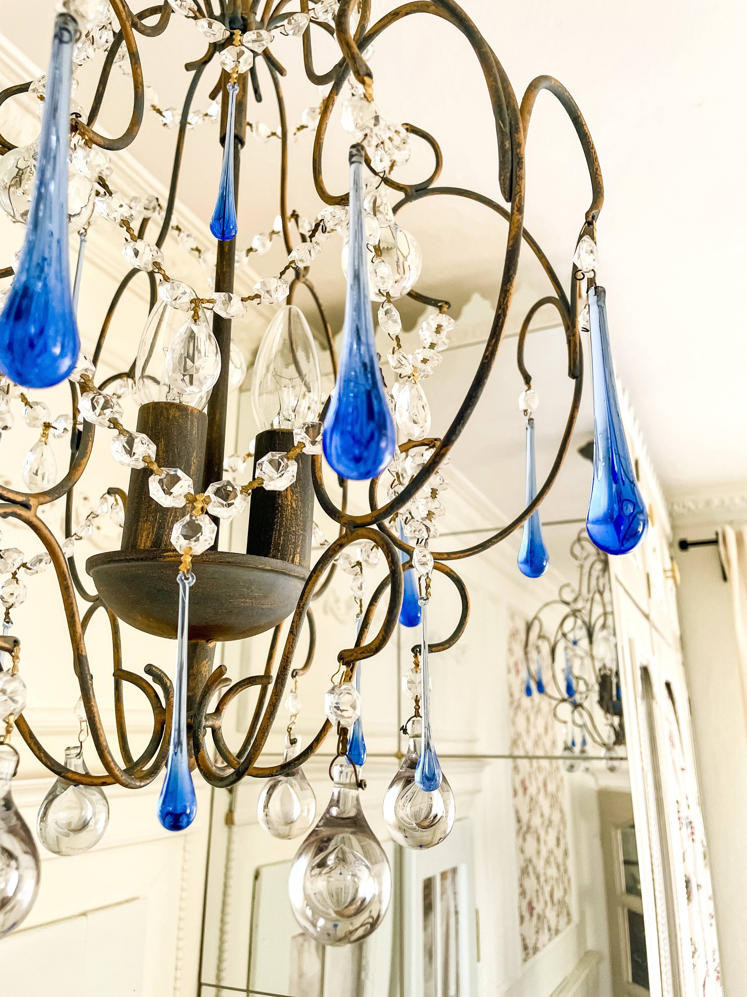 Lustre italien vintage Murano années 60-70, métal doré