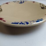 Compotier bas Badonviller art déco beige à fleurs