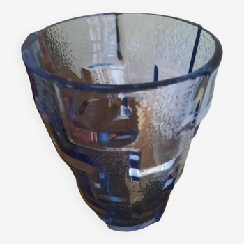 Vase art déco verre bleu