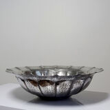 Large basin, bowl, Olri Italy vintage 1950s hammered silver.