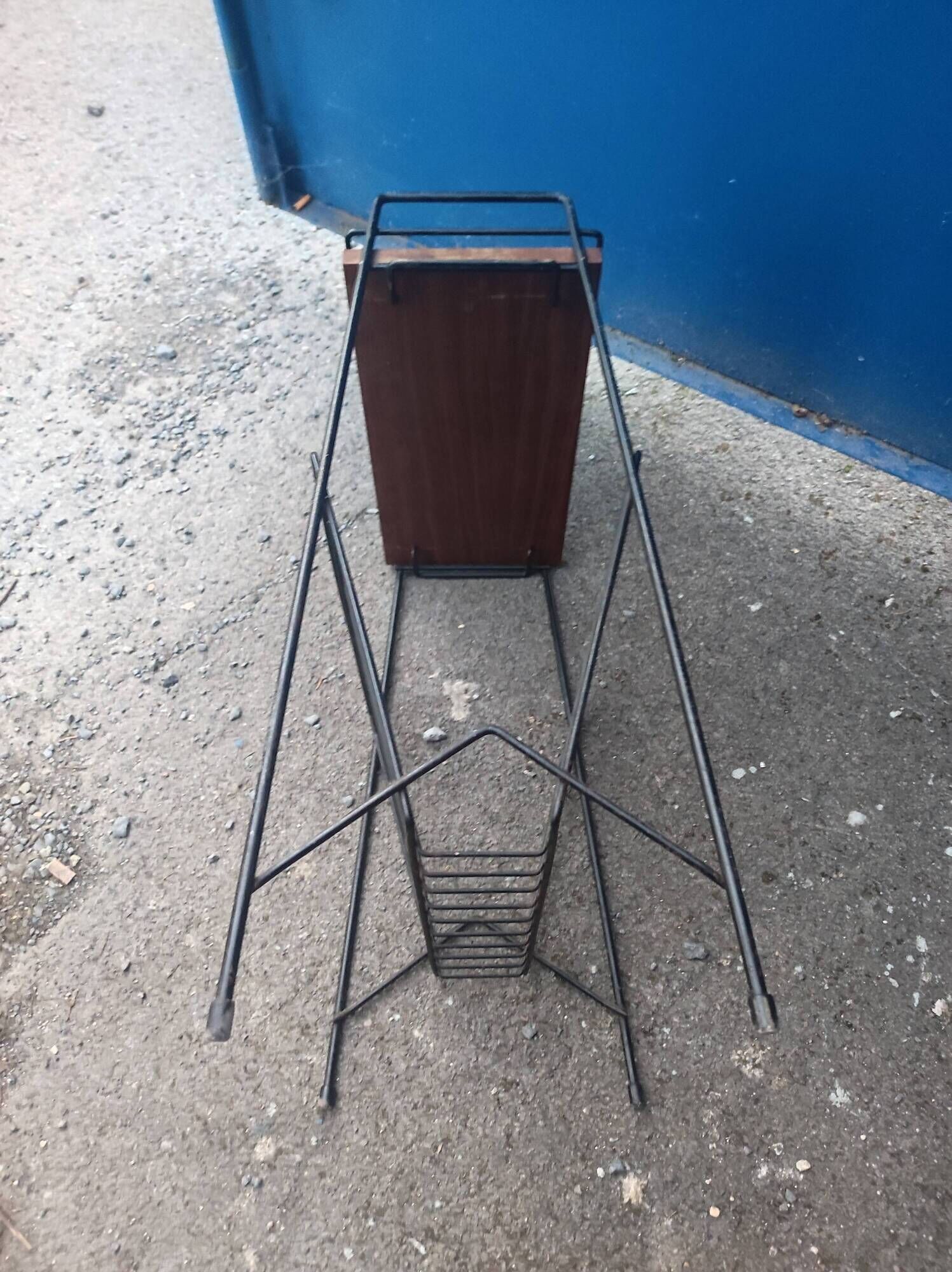 Door magazines side table steel file and wood vintage Scandinavian design