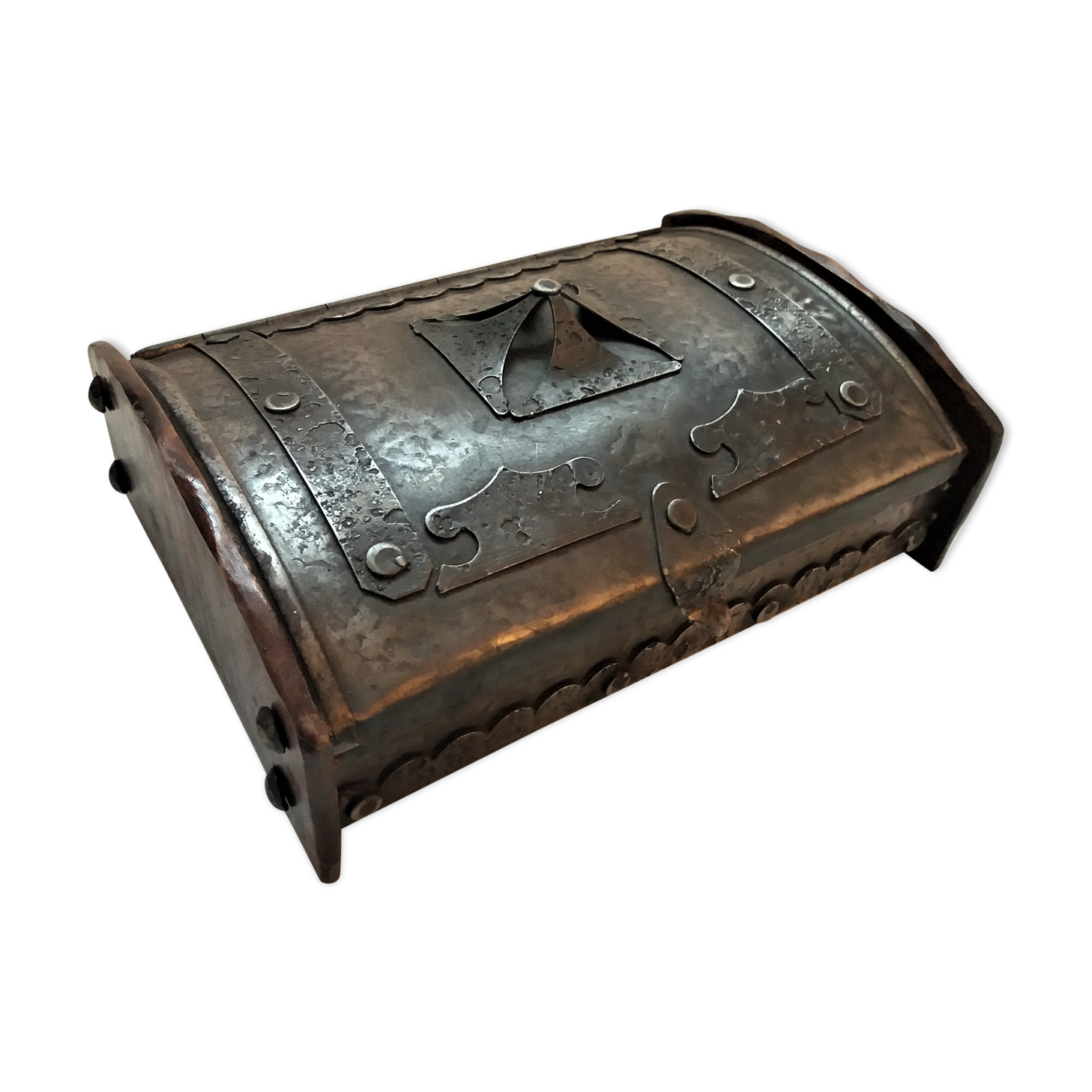 Metal and wood jewellery box