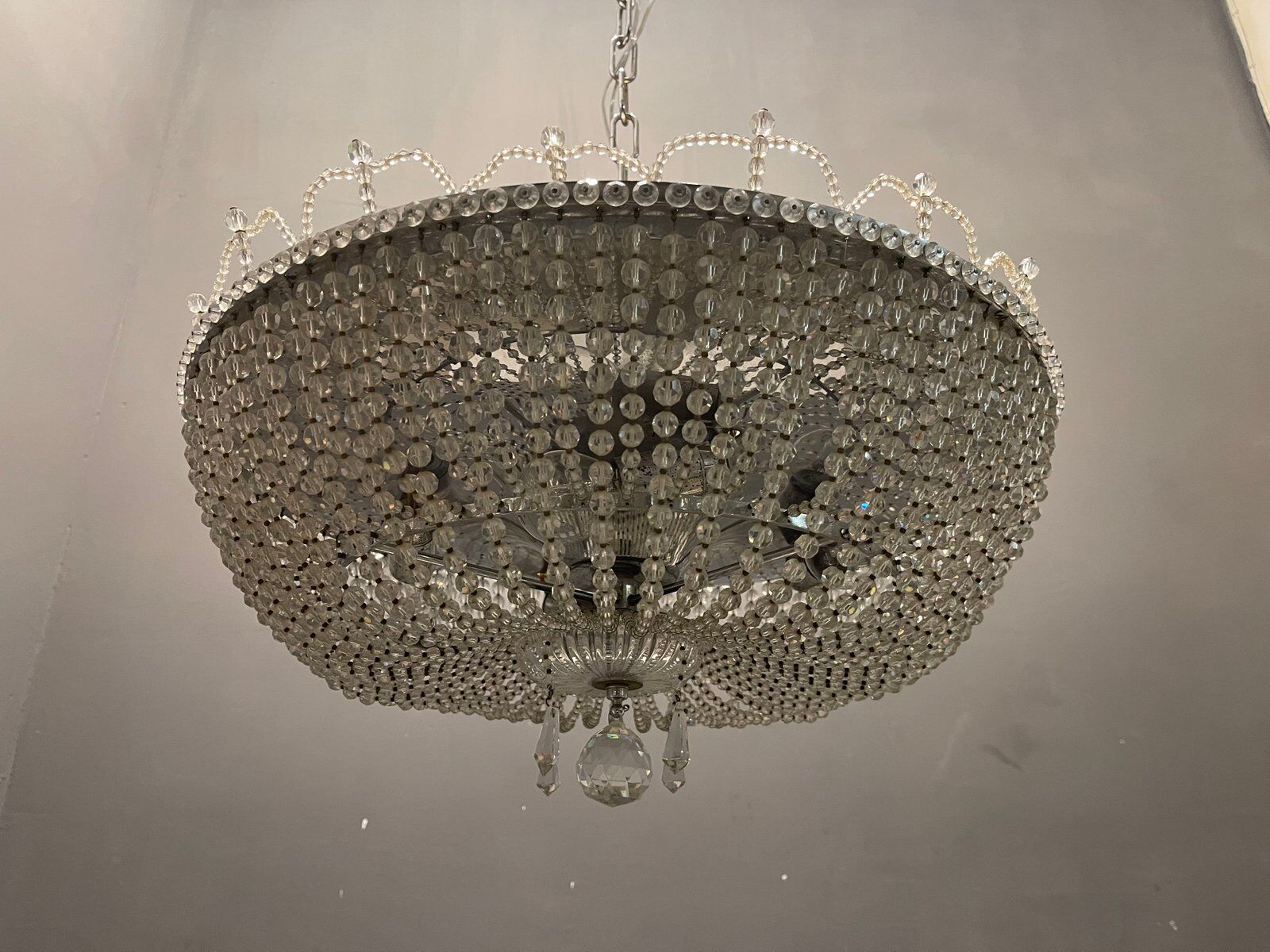 Italian Crystal Beaded Chandelier, 1960s