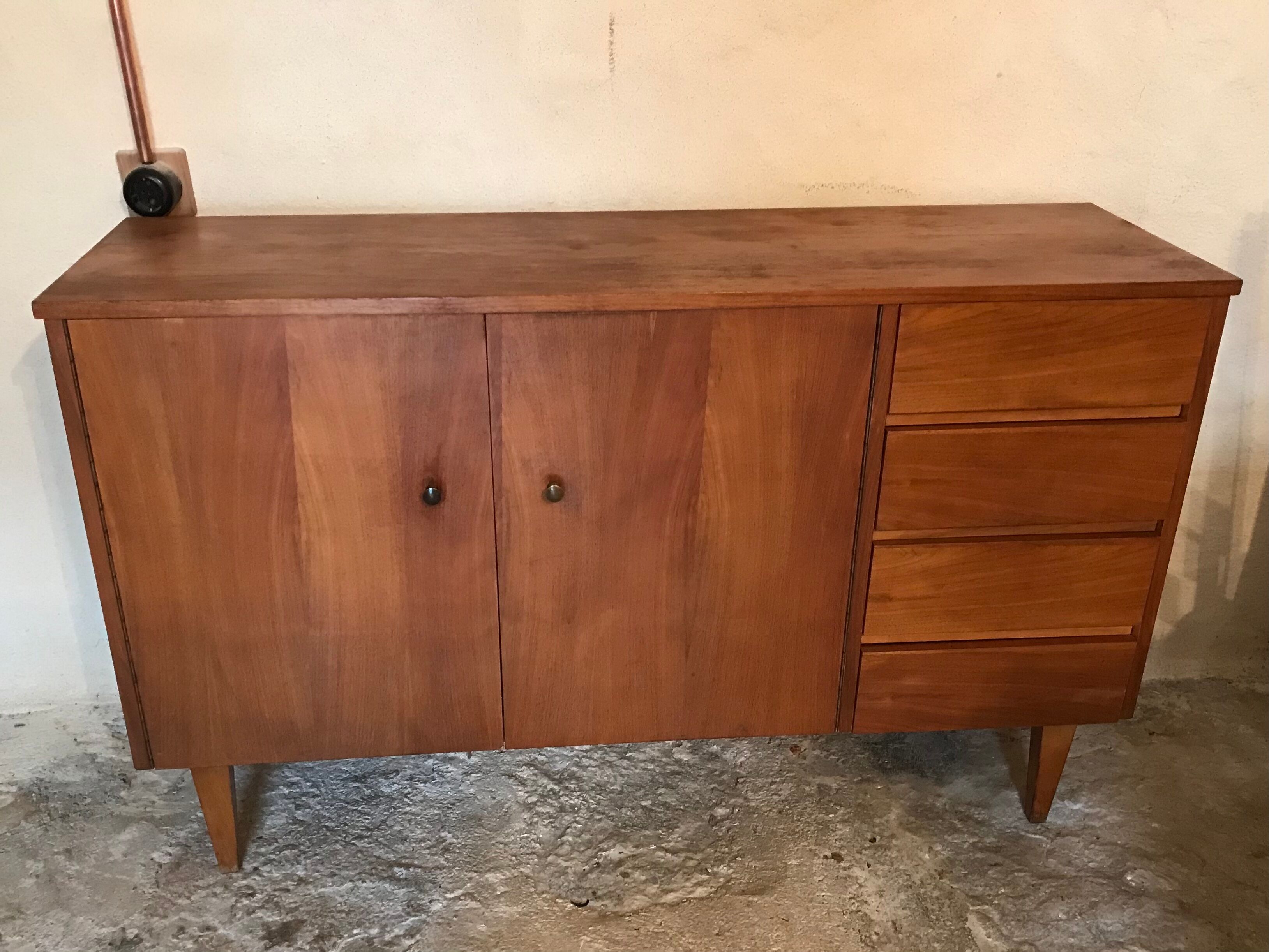 Vintage style scandi enfilade in blond walnut veneer