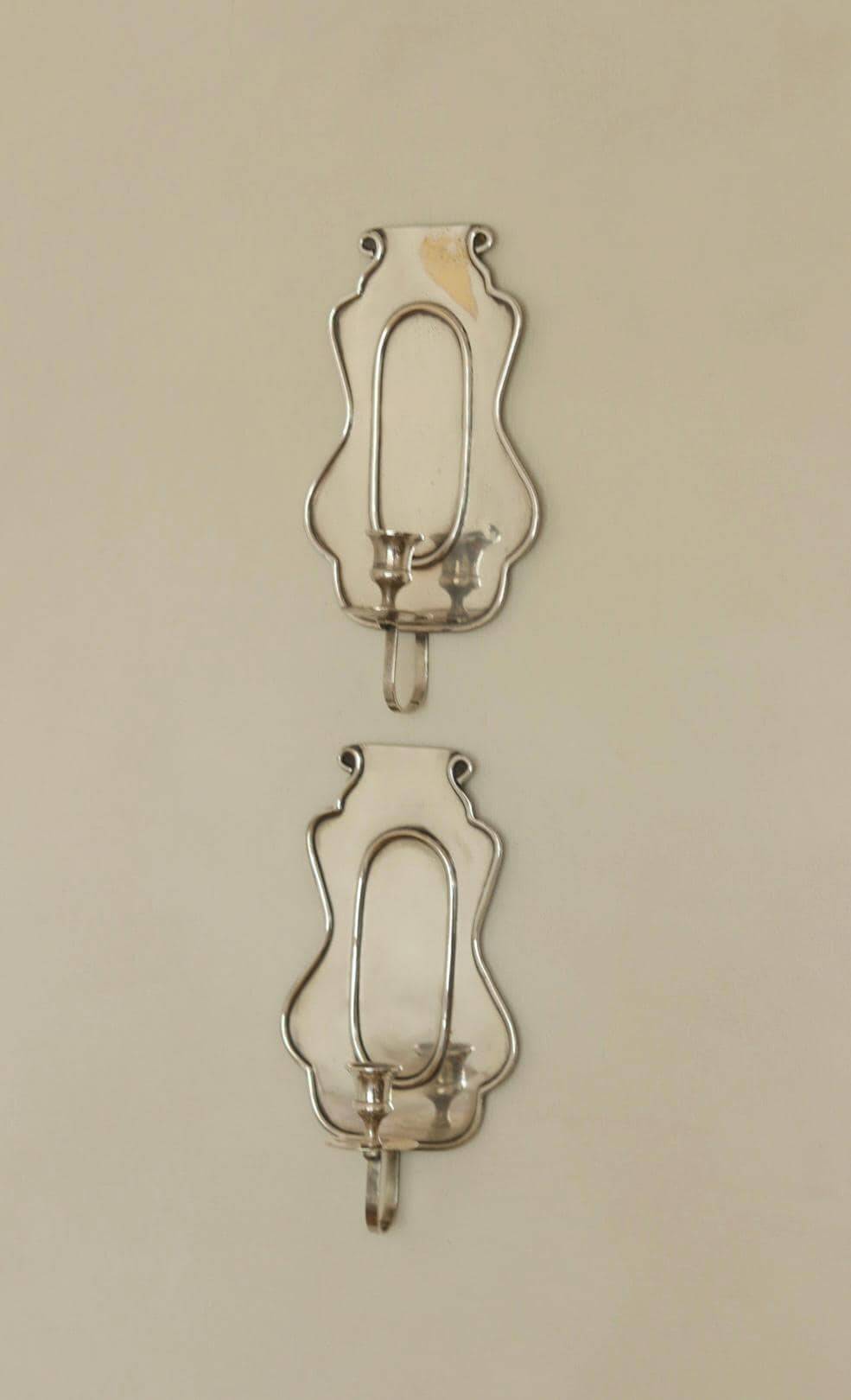 Pair Of Mid Century Swedish Pewter Sconces