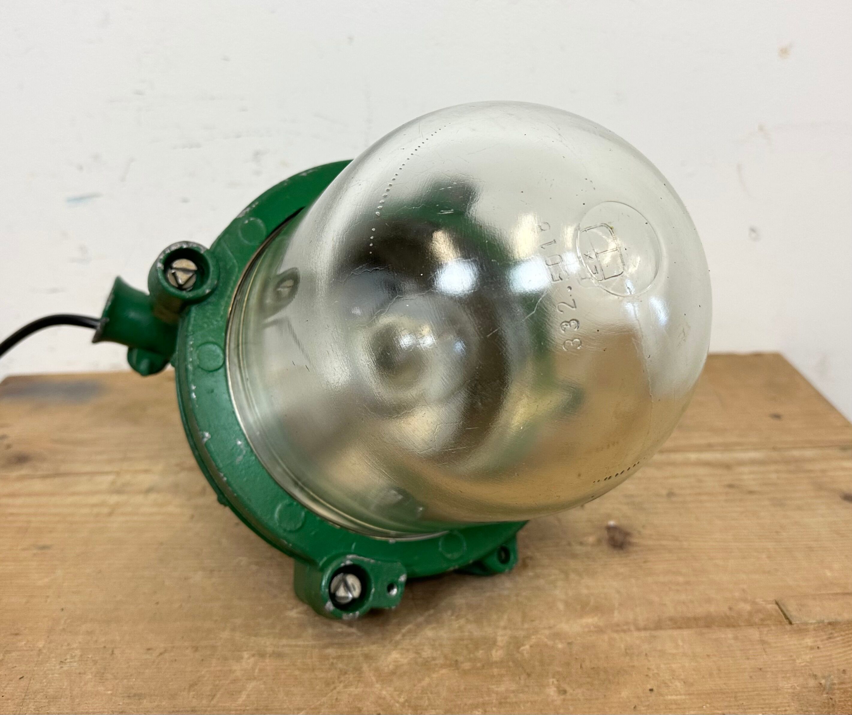 Green Industrial Cast Aluminium Explosion Proof Lamp, 1970s