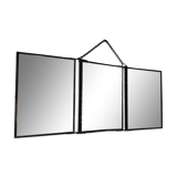 Vintage 1930s triptych mirror depicting a barber, hairdresser, and young dancer