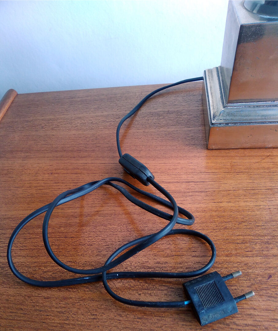 Lamp pineapple black glass and gold metal 1970