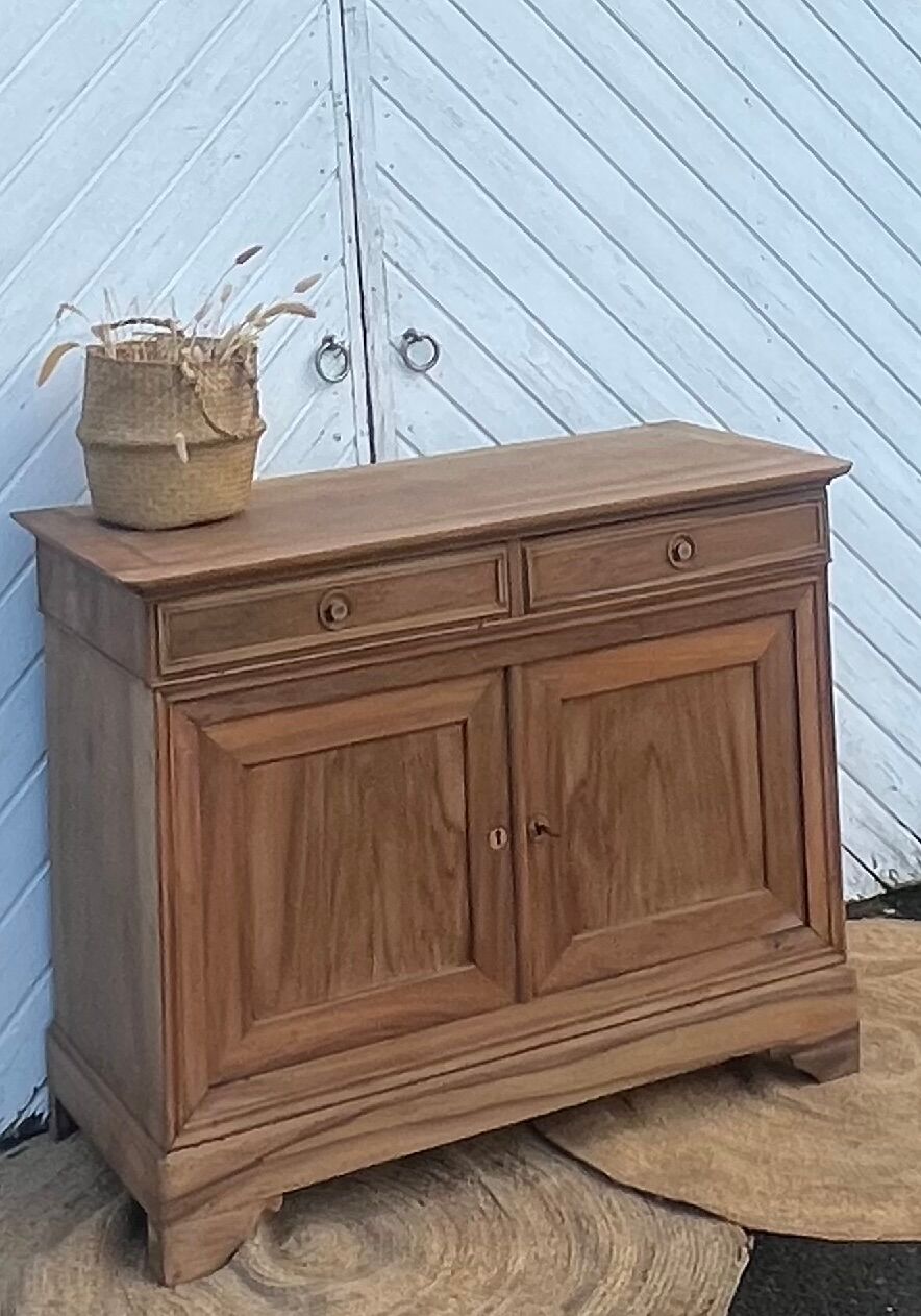 Renovated antique sideboard in raw solid walnut.