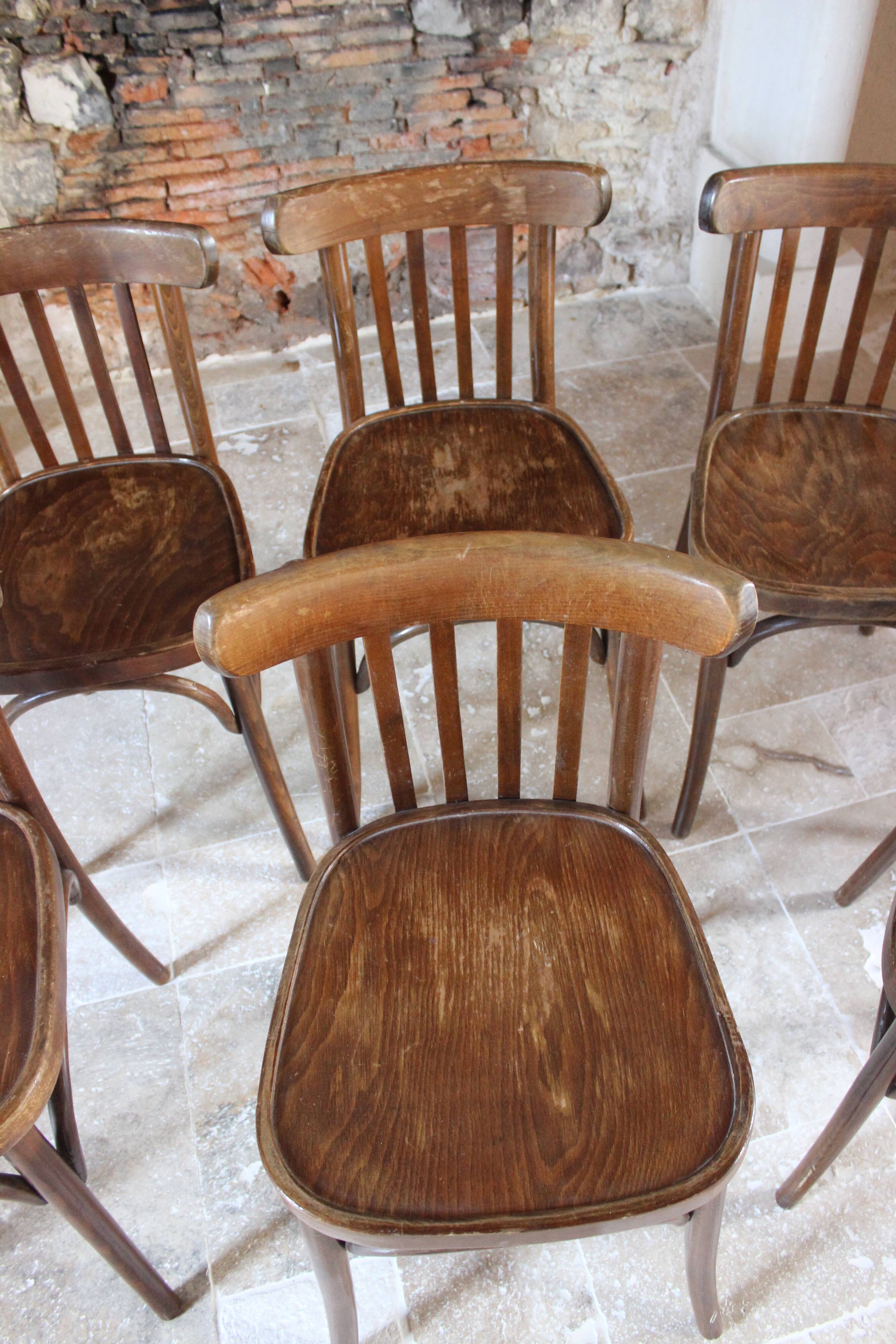 lot de 6 chaises bistrot année 1960