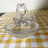 Salière double verre moulé transparent