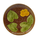 Ceramic dish, Sarreguemines France vintage, yellow flower
