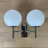 Opaline and chrome globe wall light from the 1970s