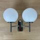 Opaline and chrome globe wall light from the 1970s