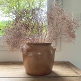 Brown stoneware jar pot