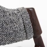 Set of 6 vintage dining chairs in grey bouclé