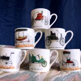 Vintage mocha service collection 6 cups cars real limoges porcelain of paris