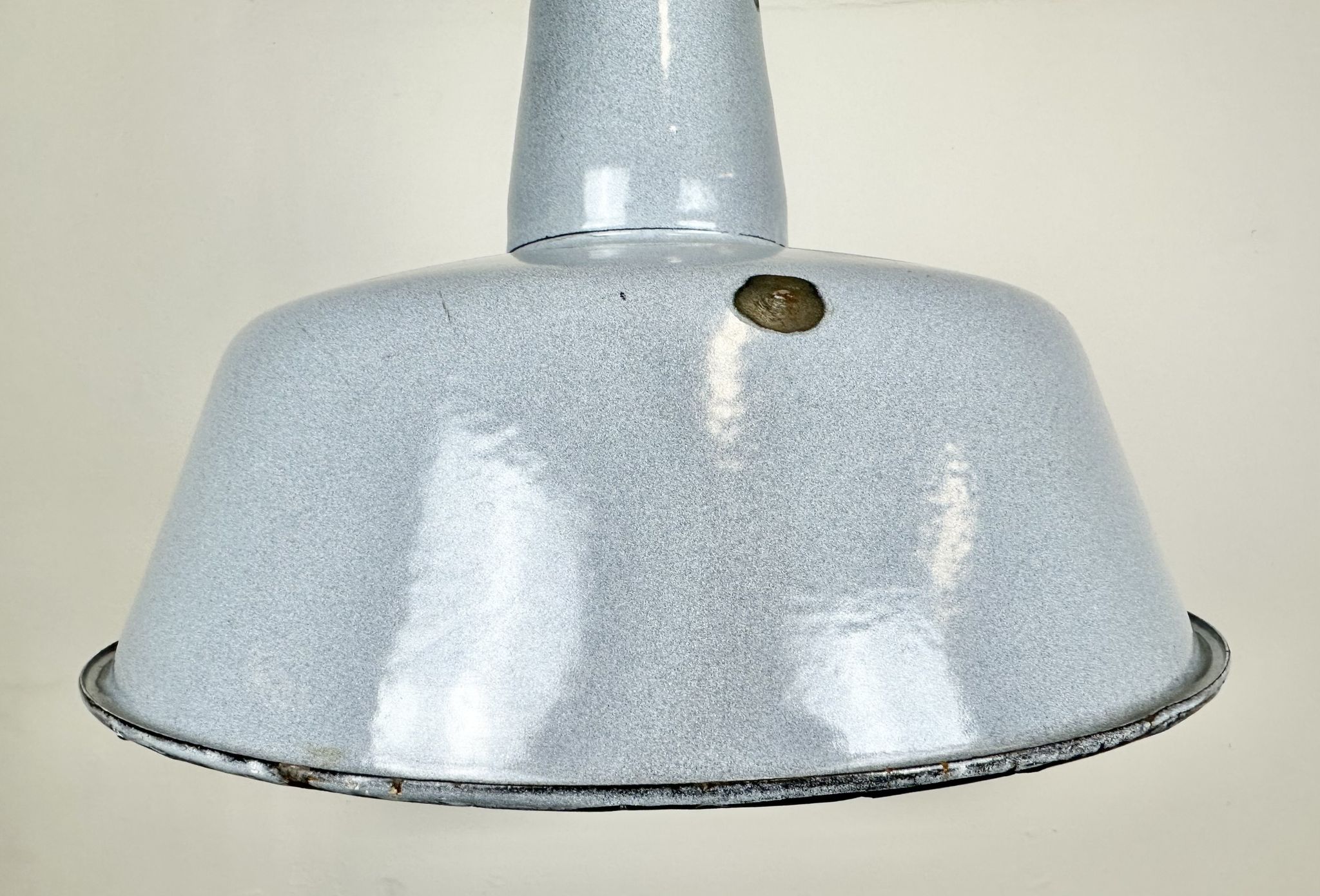 Industrial grey enamel factory pendant lamp, 1960s