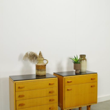 Set of vintage wooden design bedside tables