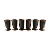 Lot of 6 sandstone mazagrans enamelled by Isabelle Roger and Pierre Bernier