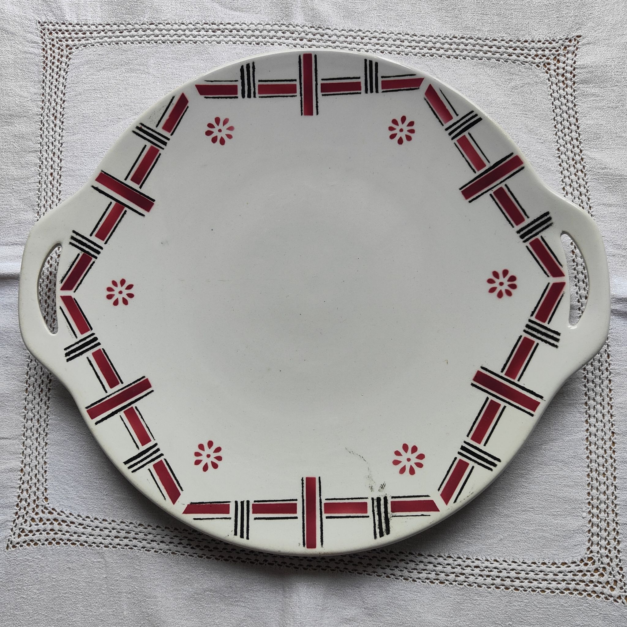 Plat à gâteau porcelaine opaque Gien